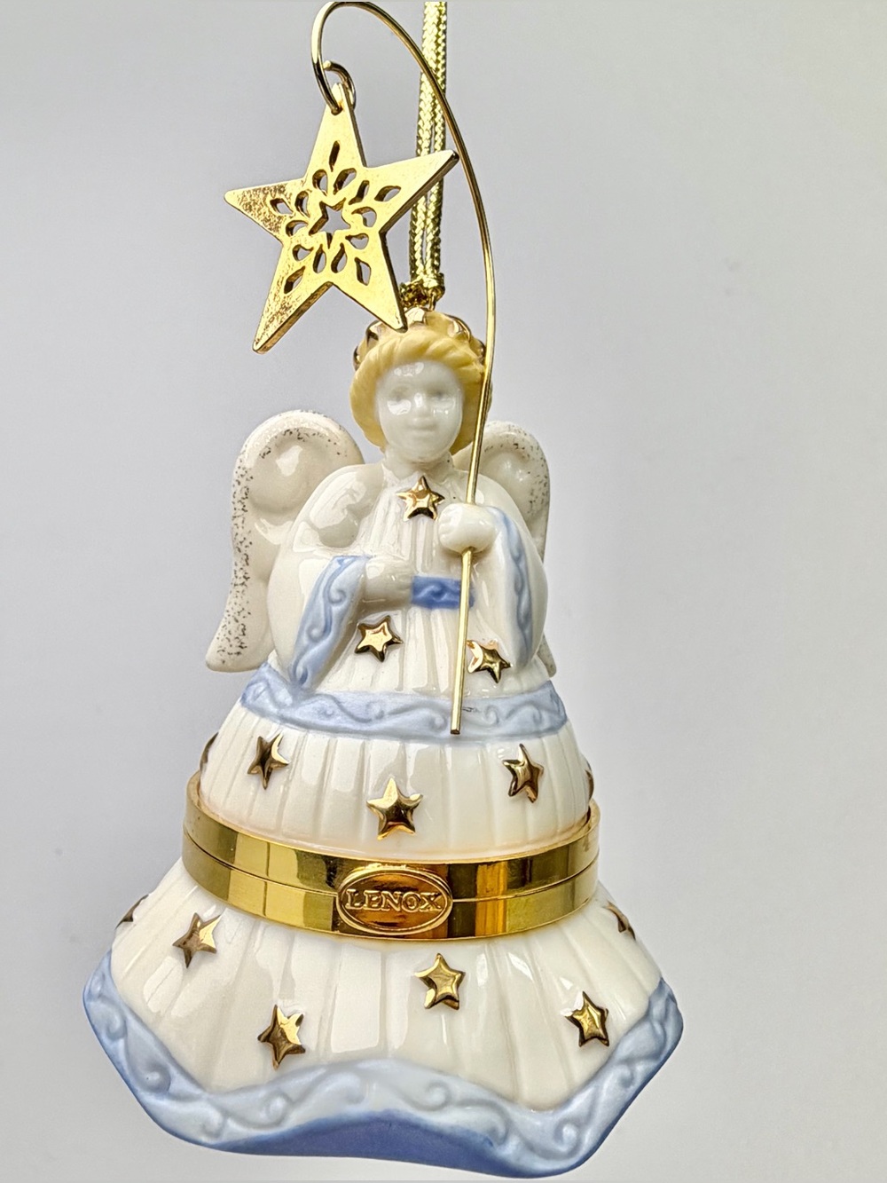 Lenox China Treasures Collection Hinged Trinket Box Christmas Angel Ornament